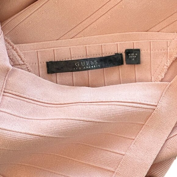 Guess Blush Pink Double Strap Bandage Fit Flare Skater Stretch Cocktail Dress M - Picture 6 of 6